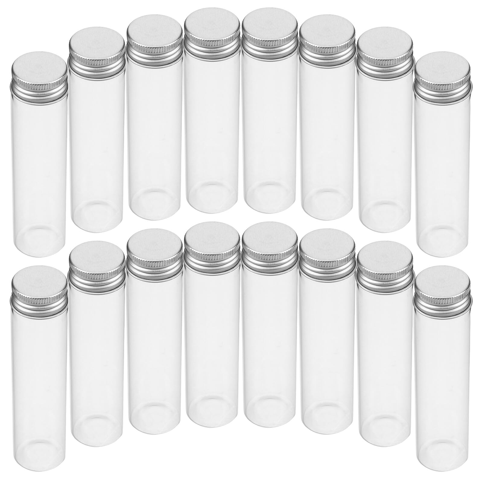 BESPORTBLE Tubos de Vidrio Cilíndricos de 60 Ml con Tapas de Aluminio Herméticas 30 Piezas Frascos de Tubo de Ensayo Transparentes para Almacenamiento de Líquidos Maquillaje y Muestras