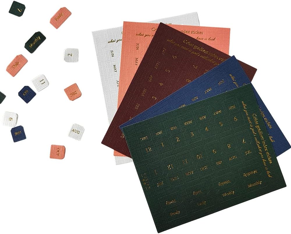 10 Blätter Selbst klebende Tabs Farbaufkleber Monatliche KalenderIndex