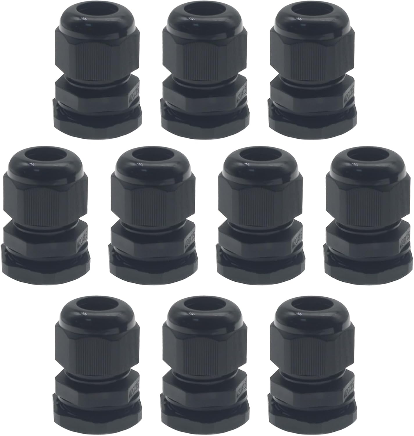 10 Pcs Black M20x1.5 Waterproof Cable Glands Joints Adjustable 6-12mm Cable Connectors Compression Cable Glands with Locknuts (IP68)