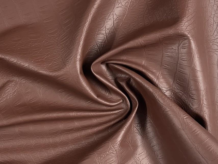 Faux Leather Alligator Skin PU Fabric Material Brown 5MTR