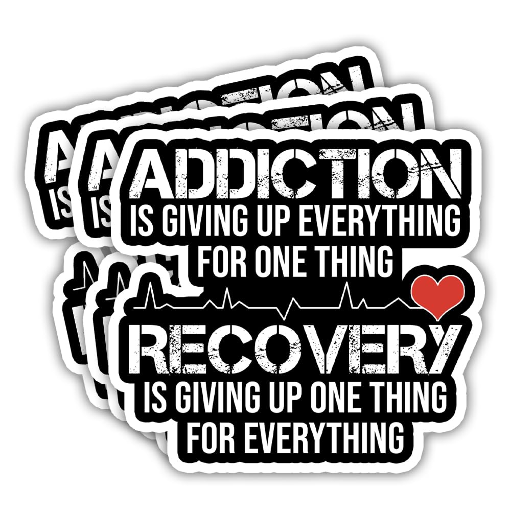 SODAVA (3Pcs, 3in) Addiction Recovery Sticker – Inspirational Mental Health Decal, Positive Quote, Motivational Recovery Gift, Waterproof Vinyl Sticker for Laptop, Water Bottle, Car Bumper