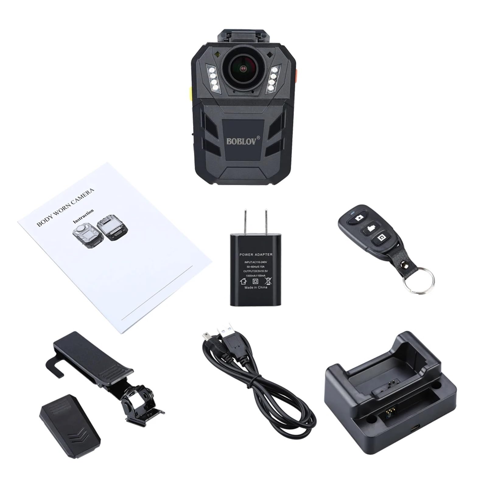 Camara Corporal, WA7-D Mini cámara de policía desgastada por el Cuerpo HD 1296P cámara portátil grabadora de vídeo DVR cámara de policía de Control Remoto con Base de Carga(32GB Without GPS)