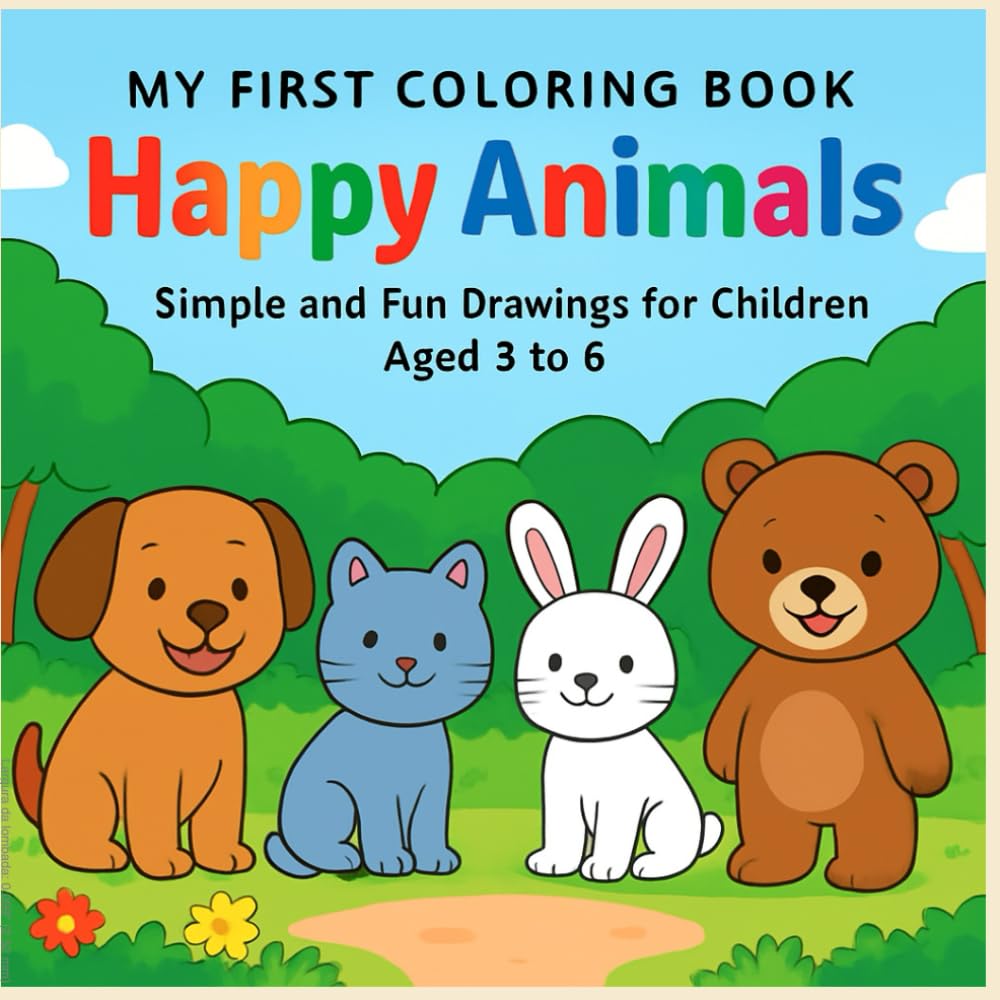 My First Coloring Book – Happy Animals: Simple and Fun Drawings for Children Aged 3 to 6