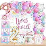 Two Sweet Birthday Party Supplies Decorations, Two Sweet Donut Ice Cream Birthday Party Decorations, Ice Cream Donut Theme Second Bday Party Decor, Baby Girl 2nd Bday Decoration