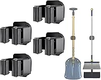 MagitcSee Upgraded Magnetic Broom Mop Holder Heavy Duty No-Drill Wall Mount RV Camper Organizer, Black 4-Pack