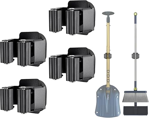 Miniatura 8 de Soporte de pared magnético mejorado para escoba y trapeador, ahorro de espacio, resistente, sin taladrar sobre la puerta, agarre de escoba para