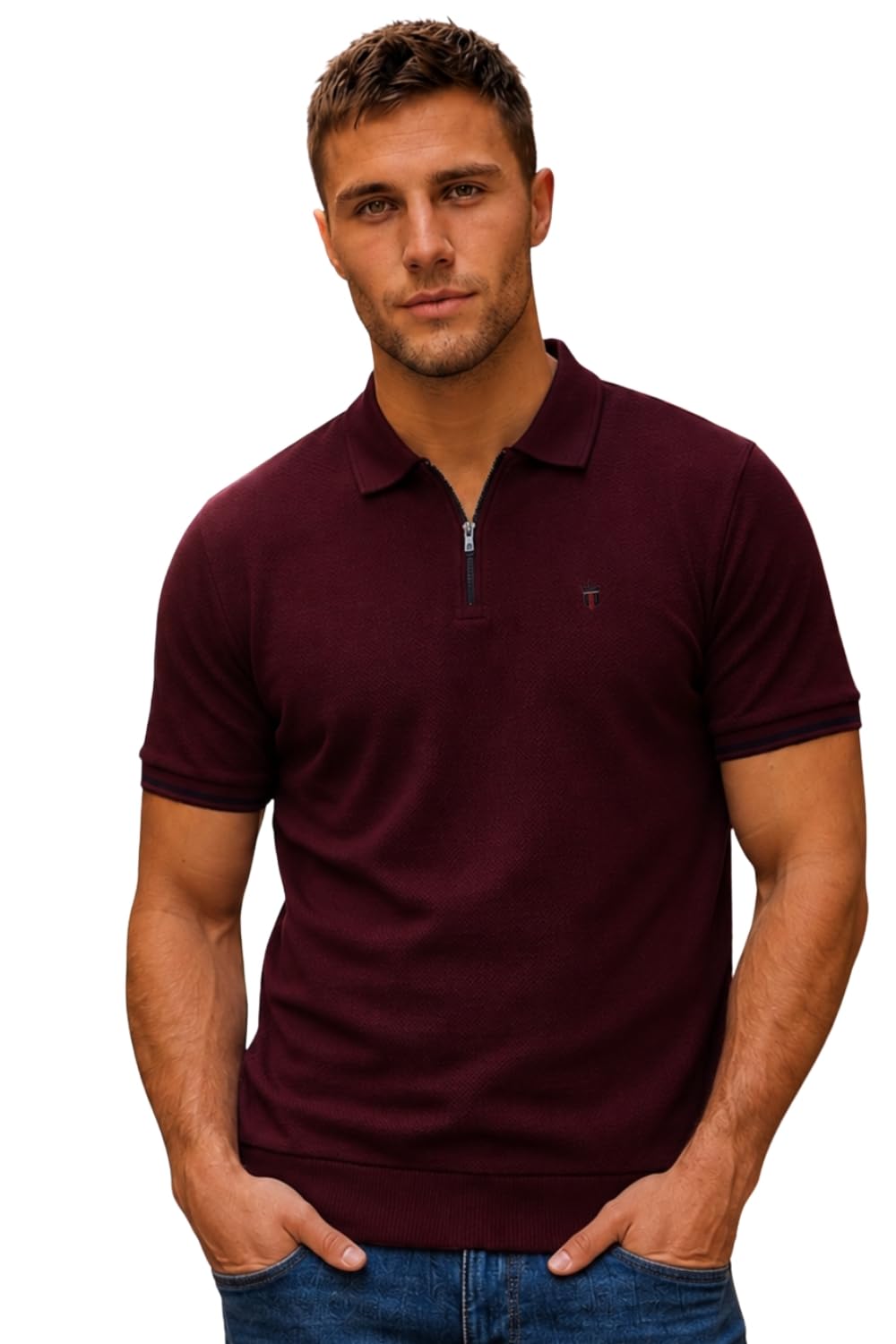 Louis Philippe Men’s Slim Fit Zipper Polo T-Shirt in 100% Cotton Pique Fabric for Casual Wear-picture-40
