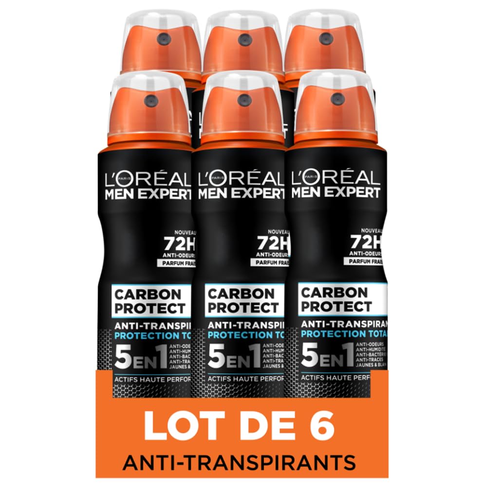 L'Oréal Paris Men Expert Carbon Protect Déodorant Spray 5en1 - Parfaite Protection et Régénération - Pour Hommes - À Por