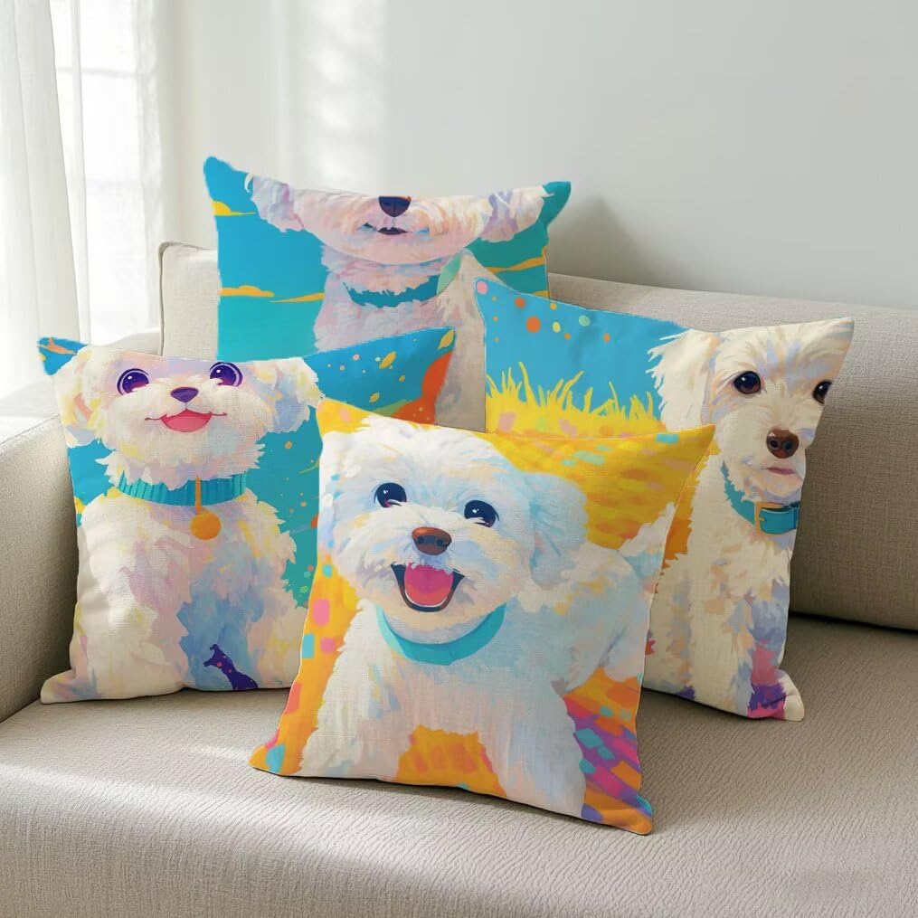 Fundas Cojines 40x40 cm Exterior Cojines Caer Fundas de Almohada Juego de 4, Cuadrados Funda Cojin Cachorro Almohadas con Cremallera, Sofa Cama Decorativos para Hogar, Jardín, Salón y Dormitorio Ym449