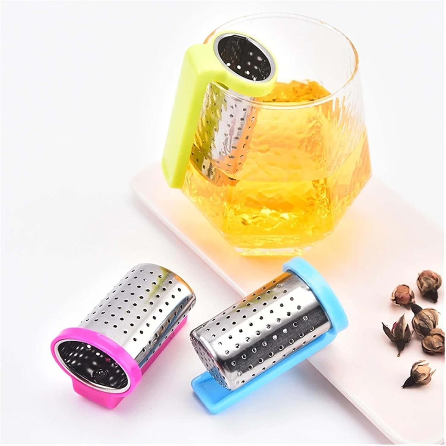 Fit for 30pcs Stainless Steel Tea Strainer Set with Handle - Hanging Tea Bag Infuser for Loose Leaf Tea Filtering(D)