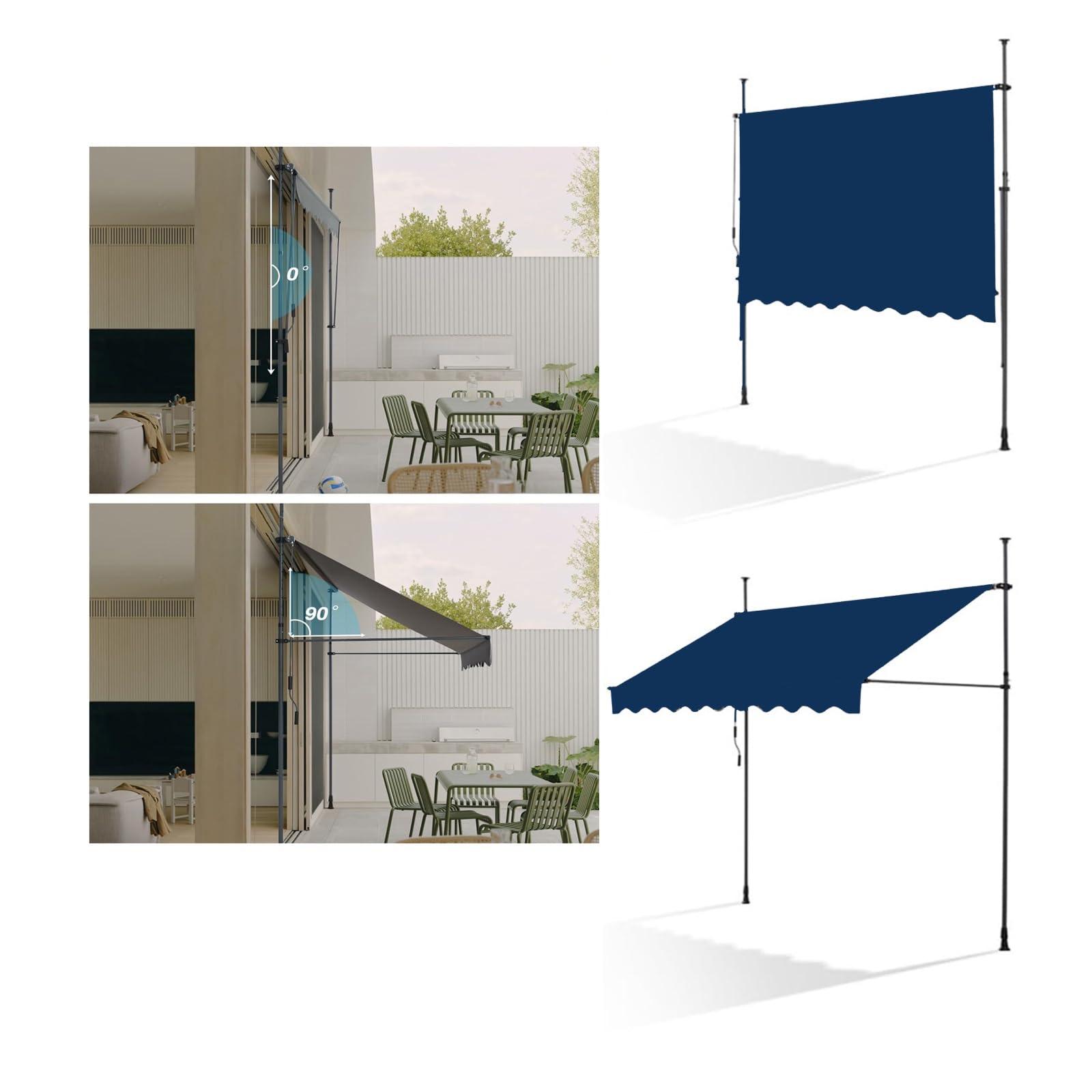 Toldo retráctil manual para calor en terraza: toldo plegable 4m UV exterior