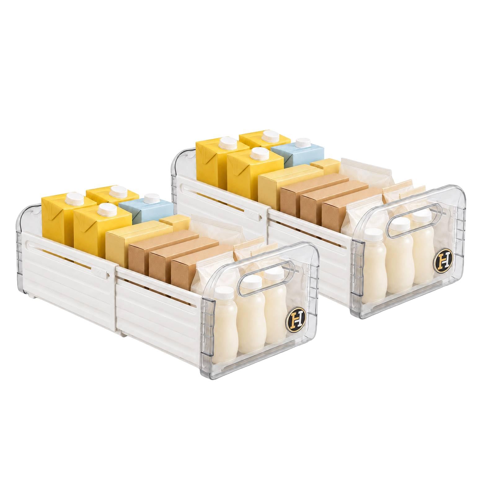 FERNVALE 2pcs Expandable Plastic Storage Box for Kitchen Cabinet and Pantry Organization, Adjustable Drawer Organizer for Spices, Seasoning Packets, Food, and Sundries, Space-Saving for Home