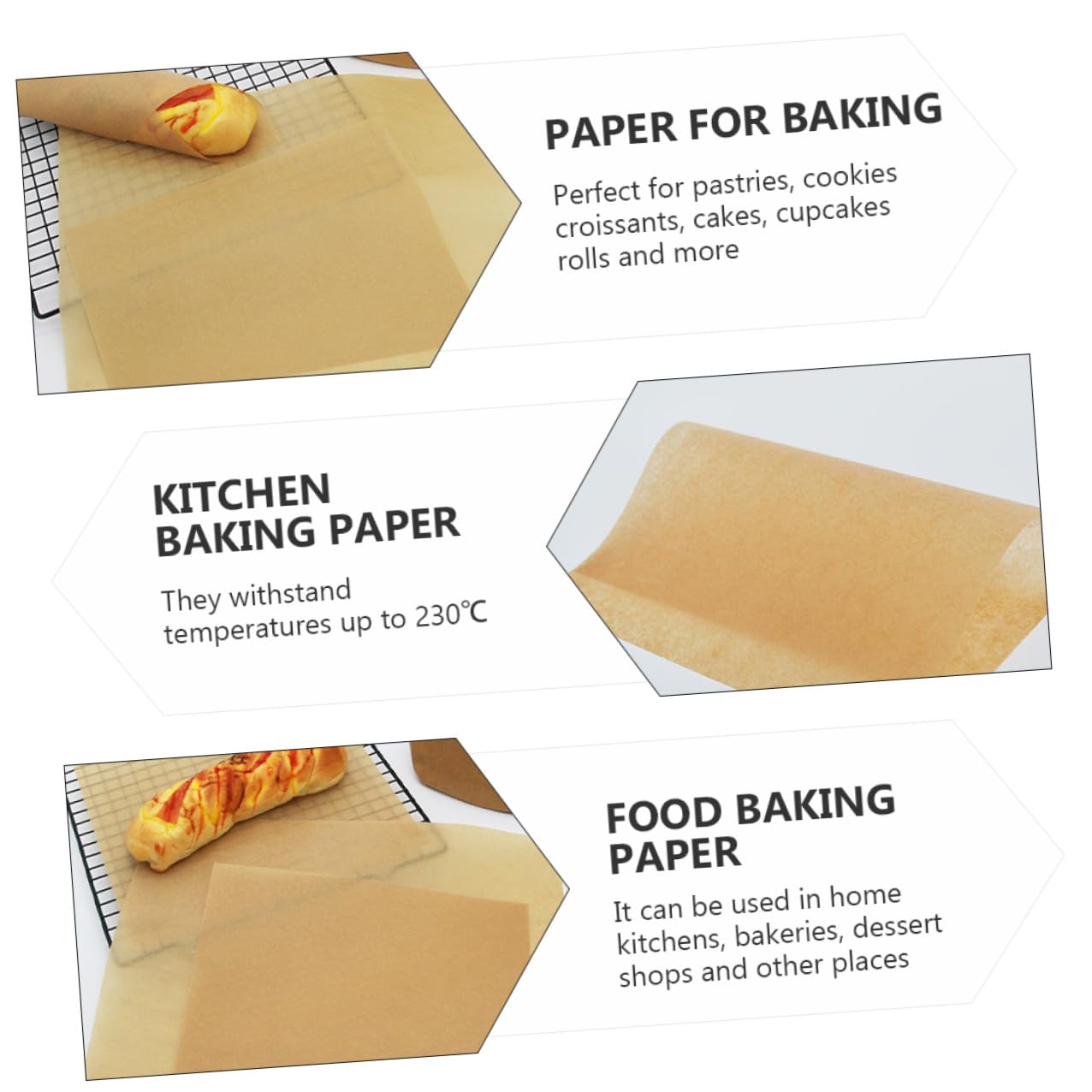 Veemoon Carta da Forno Alimentare 30x40 Cm in Carta Kraft Naturale, 100 Fogli per Cucina, Barbecue e Dolci, Resistente Alte Temperature, Uso Professionale per Panetterie e Ristoranti