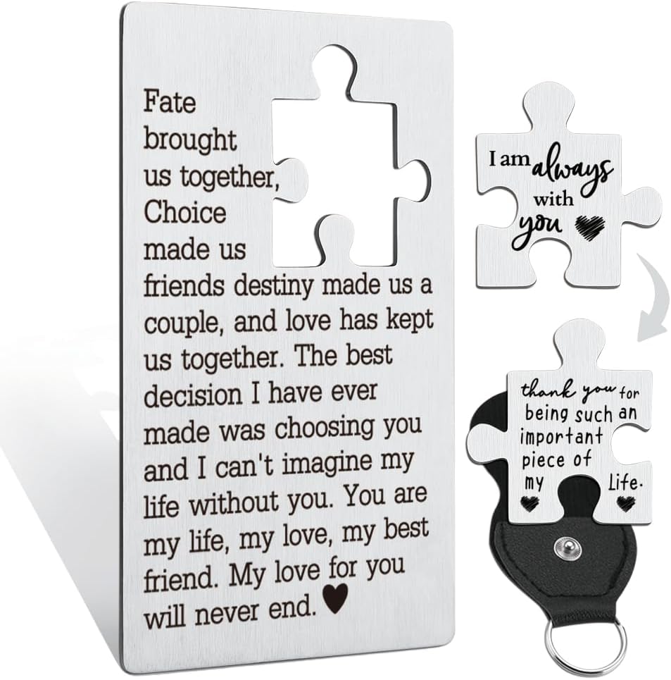 Husband Anniversary Card Gift from Wife, Puzzle Wallet Card for Him