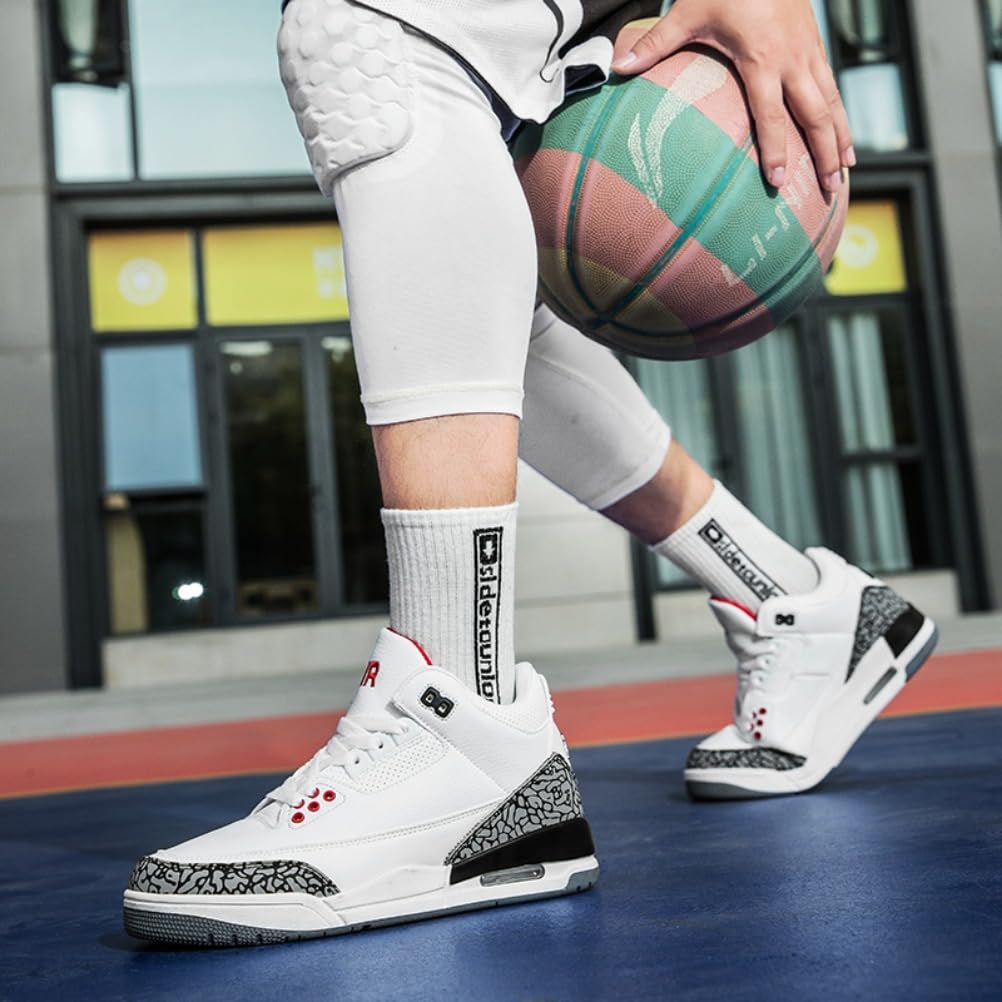Sneaker Herren Damen Retro Skateboardschuhe Laufschuhe Turnschuhe mit Luftpolster Walkingschuhe Studenten Anti-Rutsch leichter Jungen Mädchen Basketballschuhe modisch Sportschuhe (Weiß Grau 1,45)