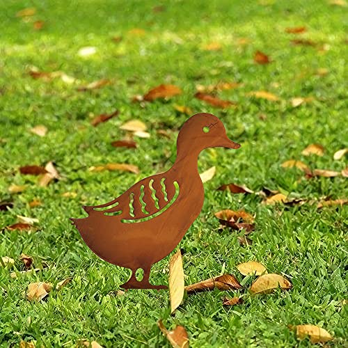 Lot de 4 statues de jardin en forme de silhouette d'animaux, décorations de jardin creuses en