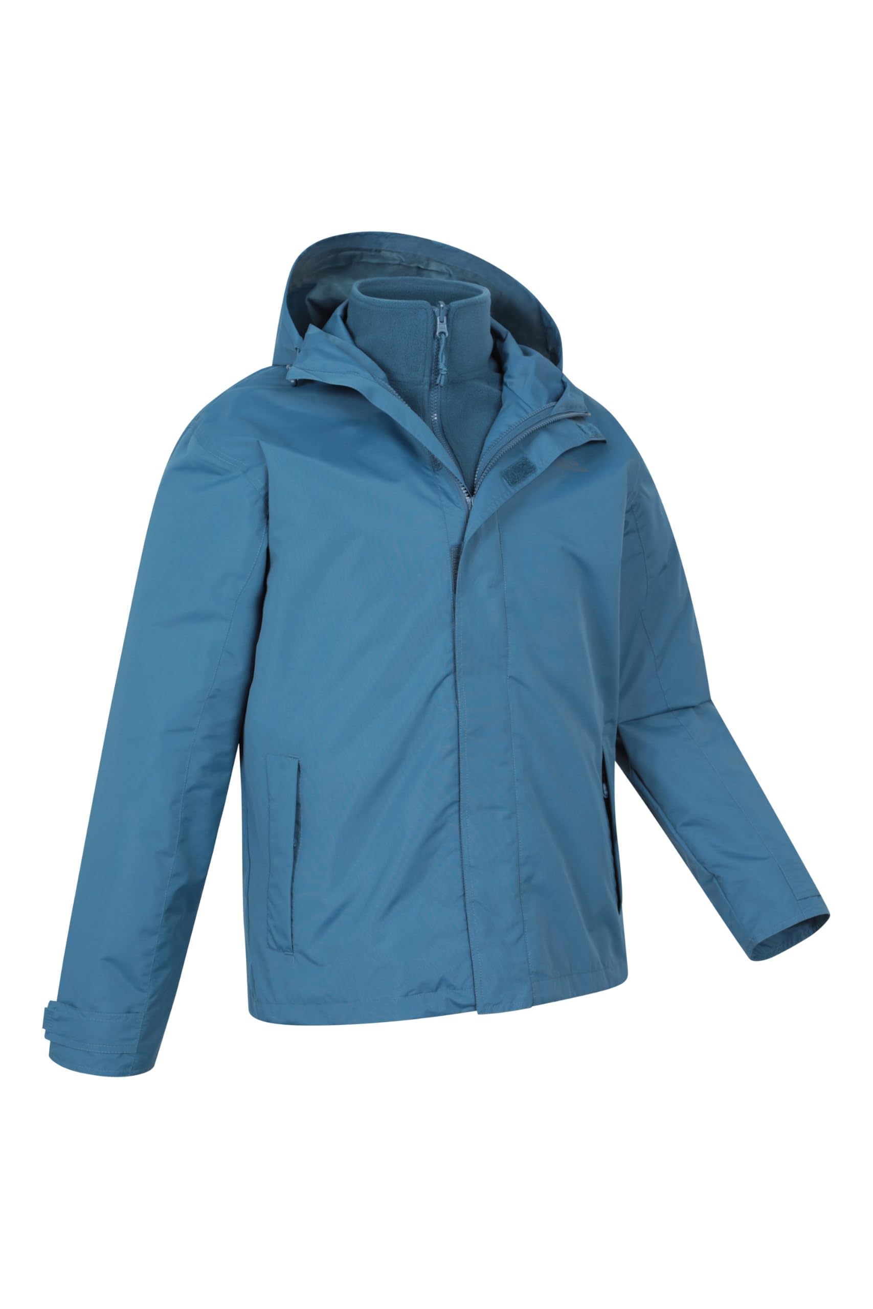 Mountain Warehouse Fell Veste 3 en 1 Hydrofuge pour Homme - Manteau à Capuche, Veste de Pluie, Doublure Polaire intérieure Amovible - Printemps été, Randonnée, Sport