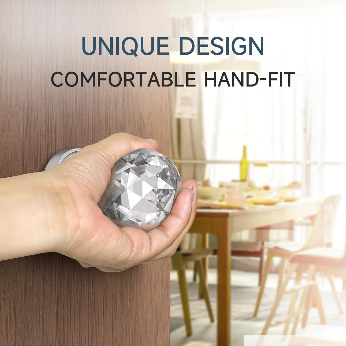 Bwintech 1 Paar Massivkristall-Türgriffe aus gebürstetem Nickel, 65mm Palace Style-Kristall-Türgriffe für den Innenbereich mit Verriegelung und DIY-Schraubensatz für Badezimmer, Schlafzimmer, Flur