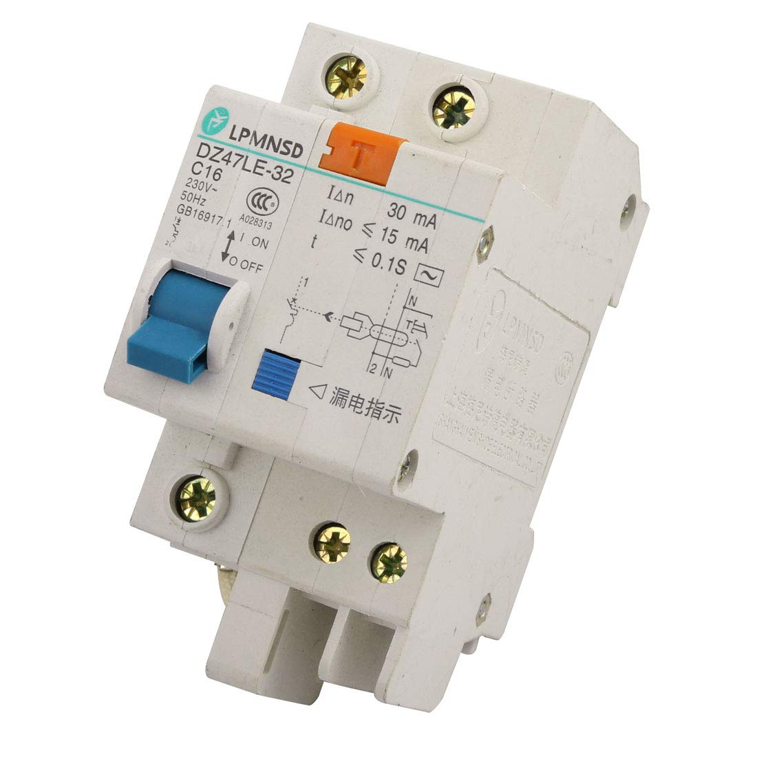 IEUMJNAT AC 230V 16A 3000A One Pole Overload Protection Leakage Circuit Breaker DZ47LE-32 C16