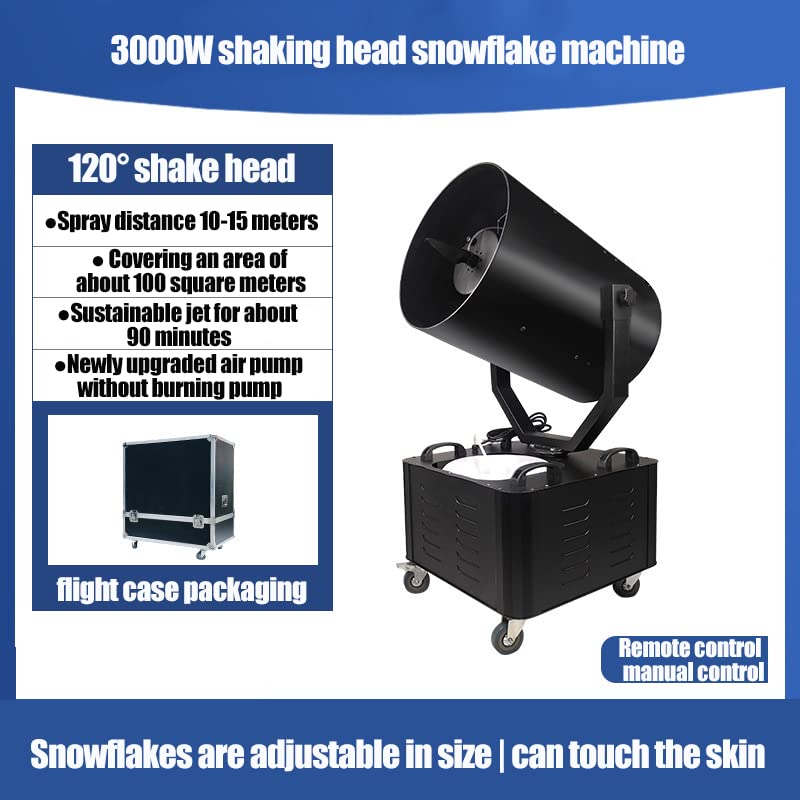 Cañón de nieve vertical ajustable, cañón de nieve de 3000 W con control remoto inalámbrico manual, rotación de 120 grados, ideal para Navidad miniatura 2
