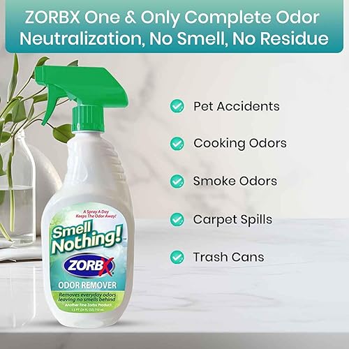 Miniatura 7 de ZORBX Smell Nothing - Aerosol removedor de olores de 24 onzas líquidas, sin perfume y sin perfume para olores fuertes, neutralizador avanzado de