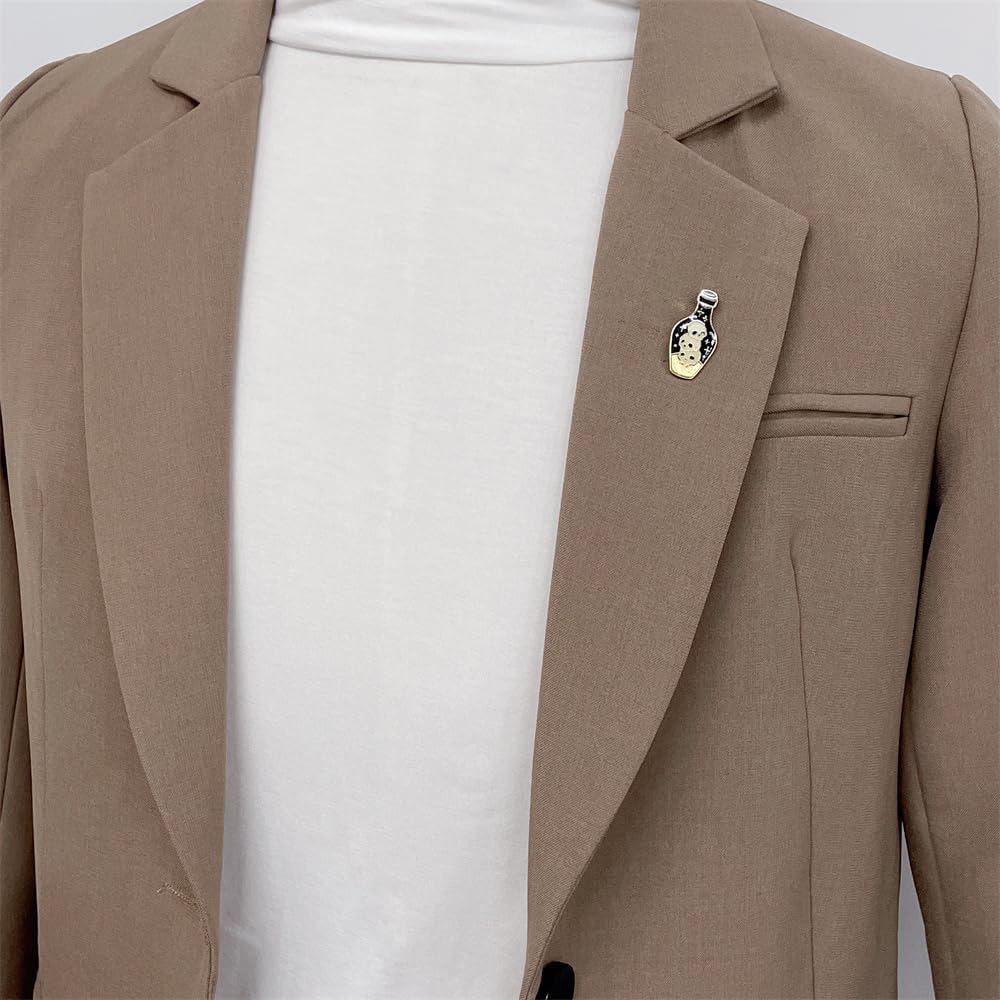 Cute Skull Bottle Enamel Brooch Pin for Women Men Gold Plated Gothic Skeleton Lapel Pins for Bag Hats Shirt Jackets Backpacks Halloween Party Costume Accessory Jewelry - Image 5