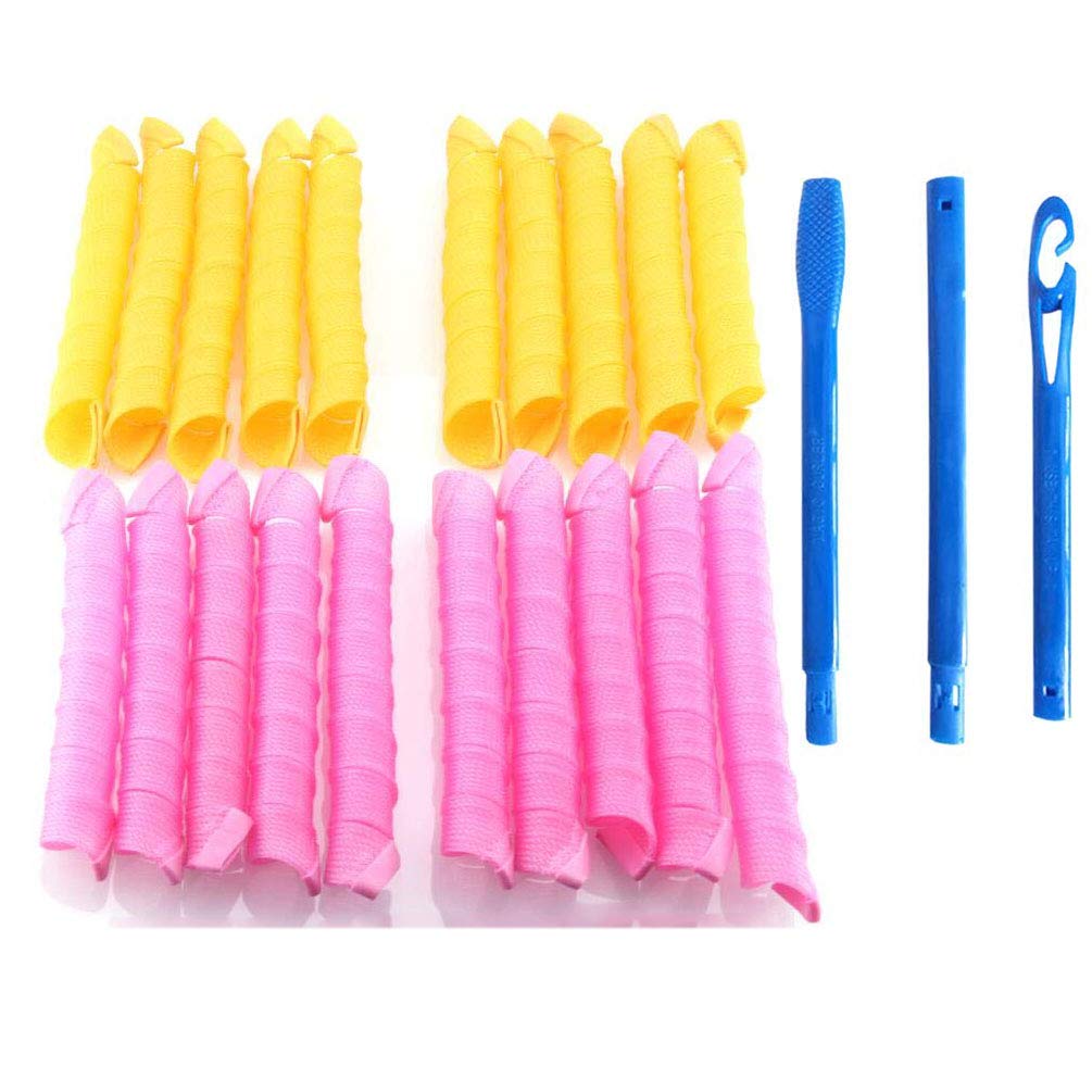 Extra Long Spiral Corkscrew Curls Styling Kit with Hook, piral Perm Rod DIY Styling Tool Include 40 Pieces No Heat Hair Curler Heatless Hair Roller (50cm)