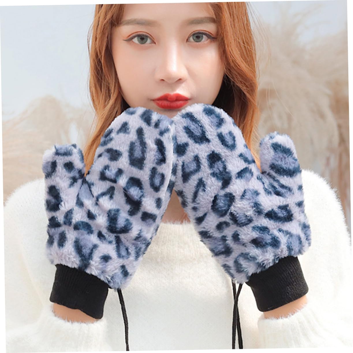 SHERCHPRY 3 Pares De Guantes De Invierno con Estampado De Leopardo Guantes De Bicicleta para Niños Guantes De Equitación Correa Guantes Cálidos Guantes para Niños Guantes Fríos para Mujer