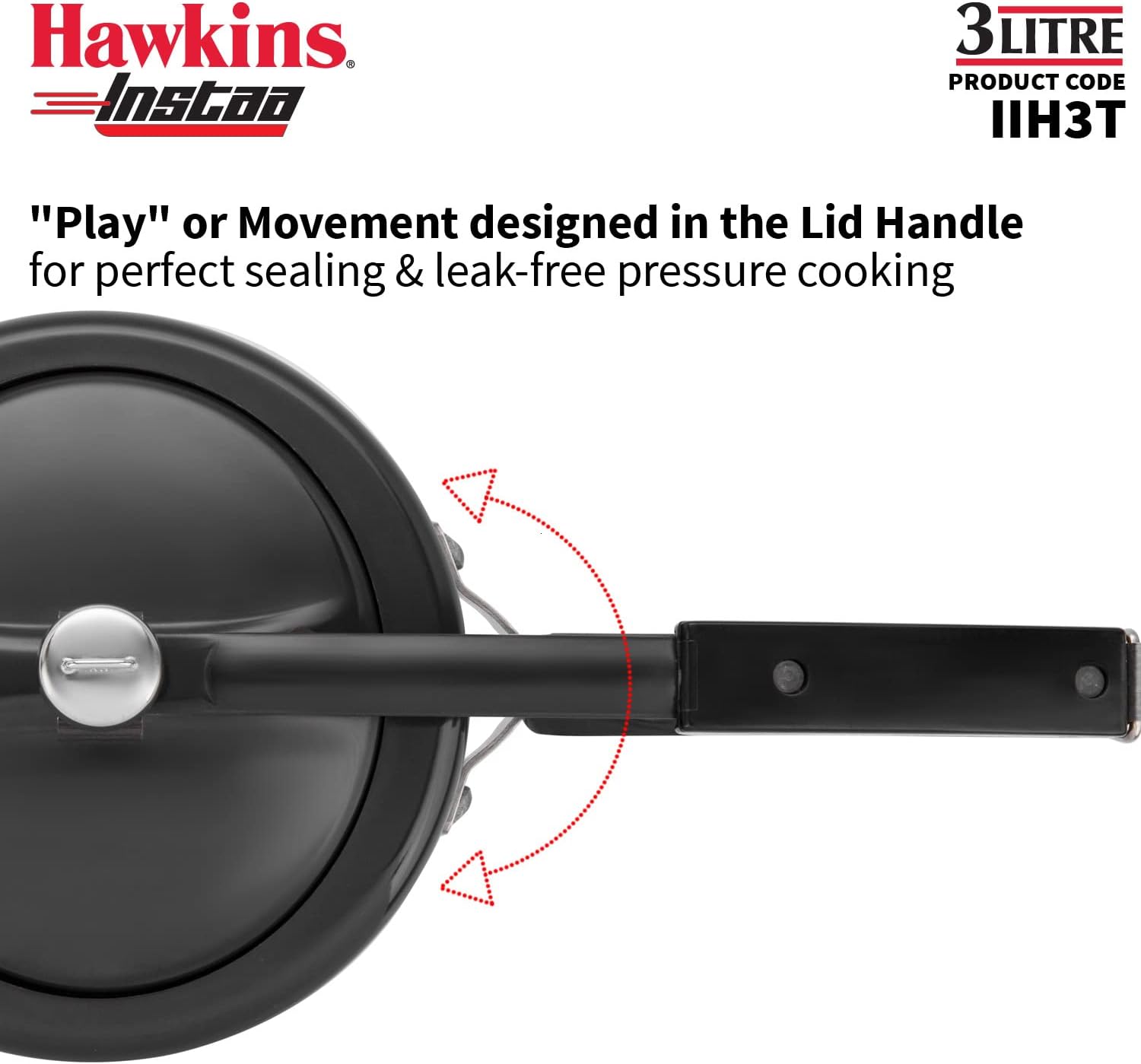 Hawkins Instaa Pressure Cooker, Induction Inner Lid Cooker, Tall Body Hard Anodised Cooker, Best Black Cooker, Black IIH3T 3 Litre