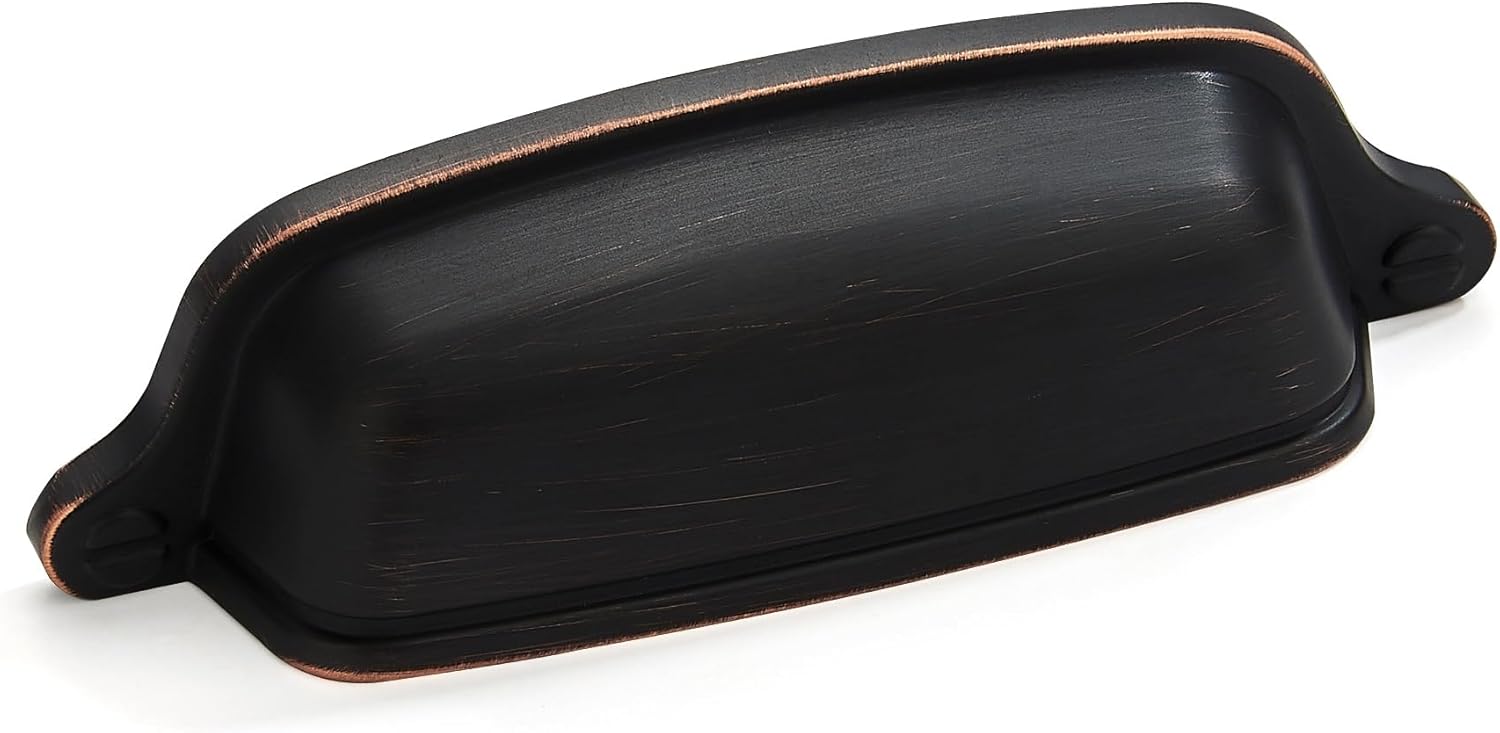 khtumeware 10 Pack 3 inch (76 mm) Drawer Pulls Oil Rubbed Bronze Cabinet Cup Pulls Cabinet Hardware Kitchen Cabinet Handles Bin Cup Pulls for Kitchen Cabinets.