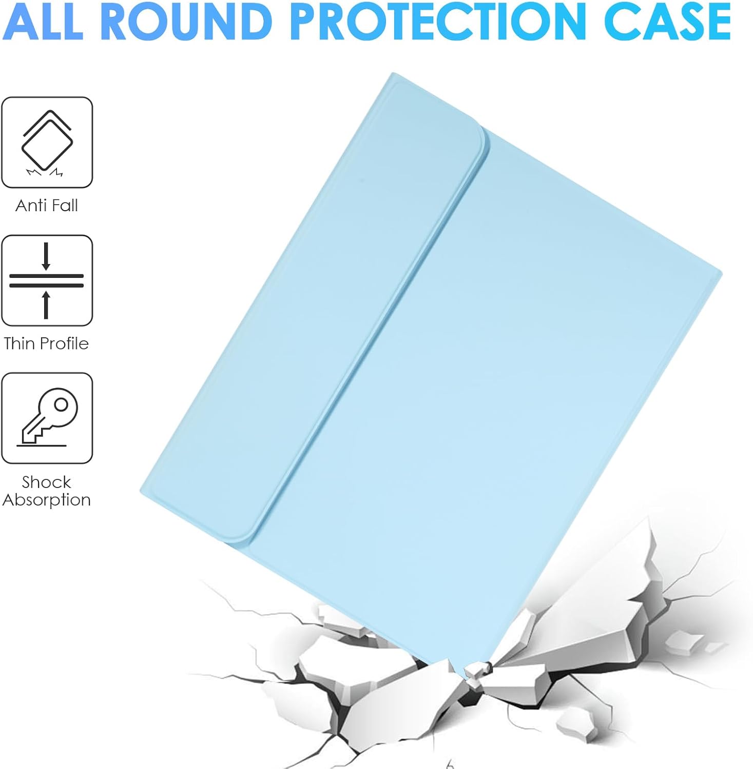 LAMA Touchpad Keyboard Case for iPad (A16) 11th Gen 2025 /10th Gen 2022, Folio Cover with Pencil Holder, Multi-Touch Trackpad, Wireless Magnetic Keyboard for iPad 11th 10th Generation, Blue - Image 6