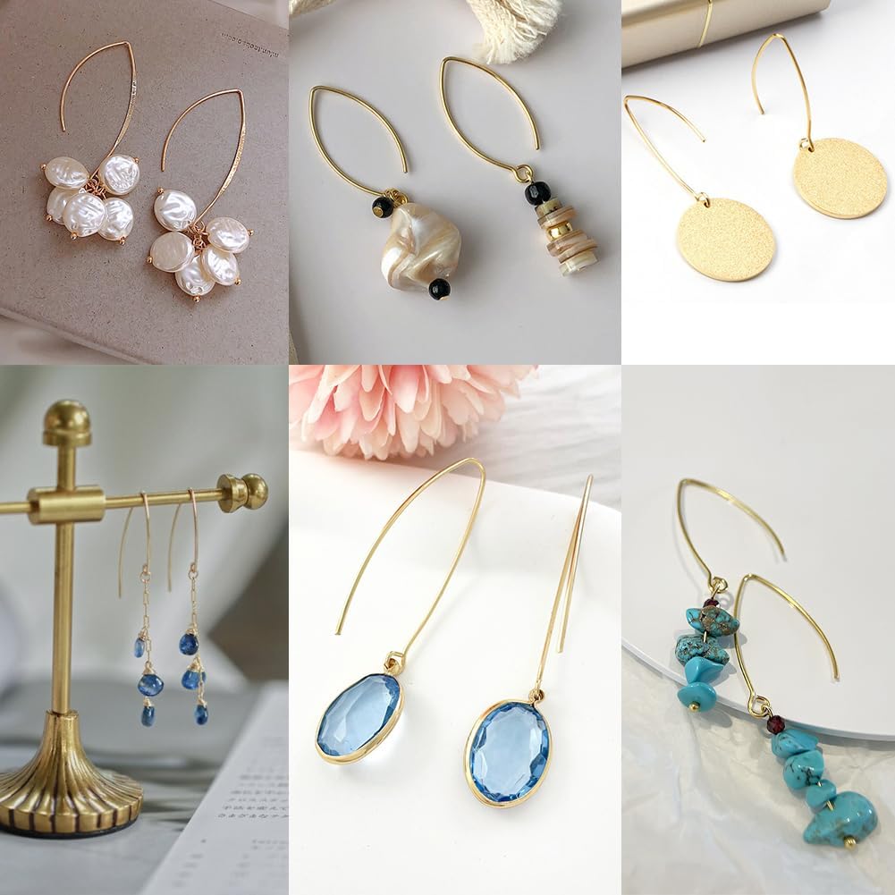 1 Box 40Pcs Drop Earring Hooks Stainless Steel Earring Wires Silver Long Marquise V Shaped Hook Earring Findings with Ear Nuts and Loop Dangle Earring Wires for Jewelry Making Supplies DIY - Image 6