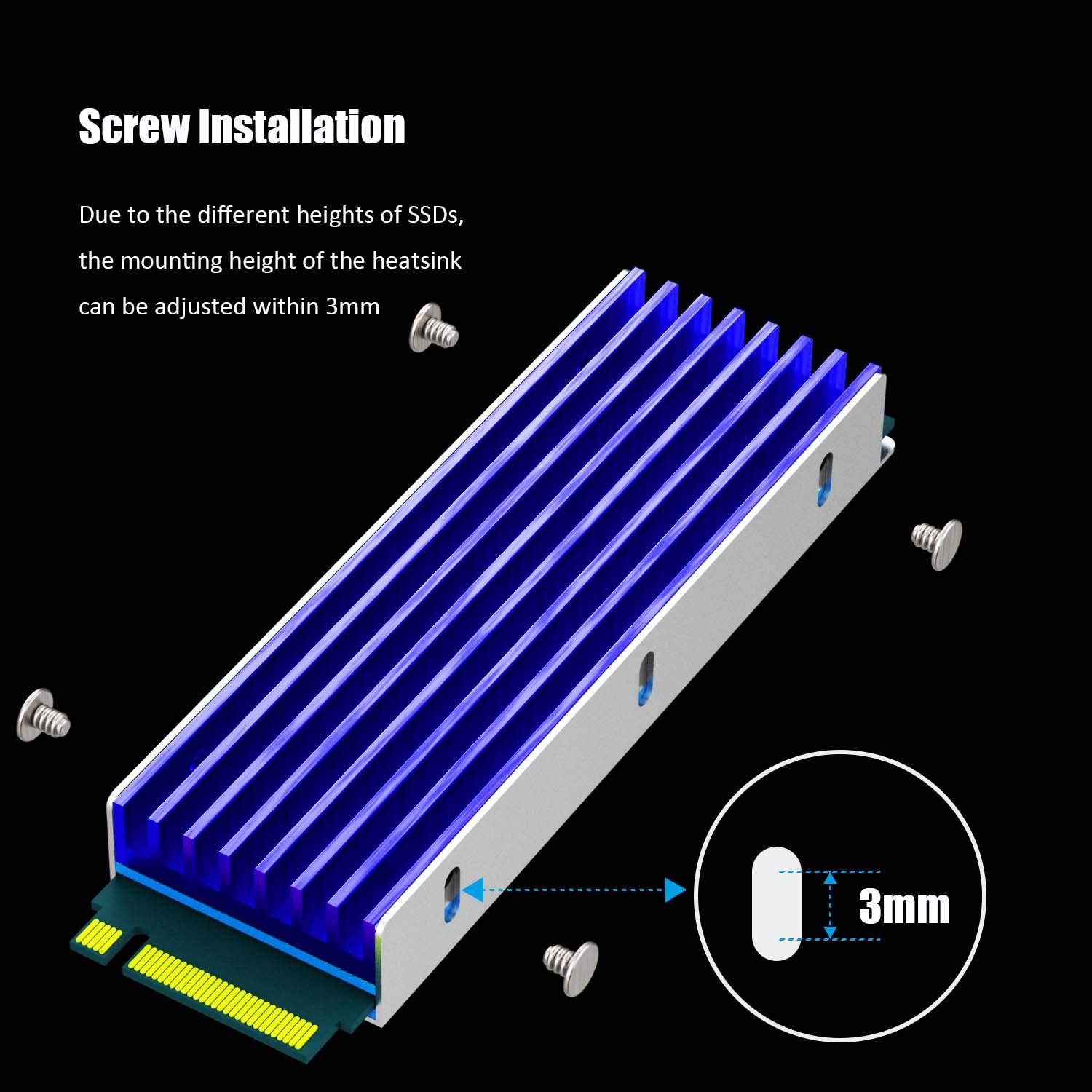 M.2 SSD Kühlkörper Mit Thermopad – 70x22x6 Mm, Aluminium Mit Fischgrät-Design Für Notebook & Router