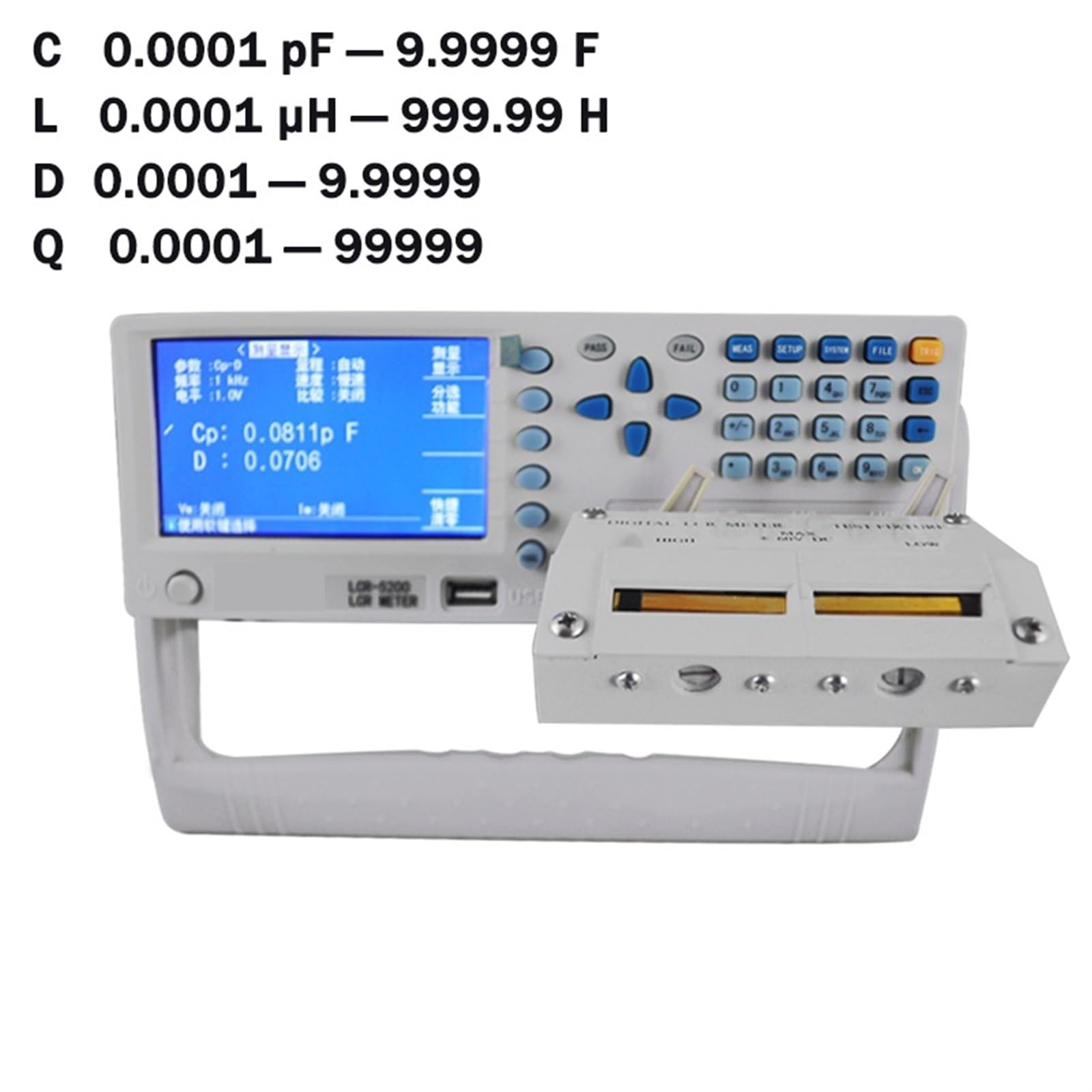 Multimetr cyfrowy, LCR5030 Wyświetlacz LCD Wysoka precyzja 5-bitowa rozdzielczość testu Tester impedancji Ławka LCR Cyfrowy mostek 30 kHz Miernik LCR Wszechstronne możliwości pomiarowe