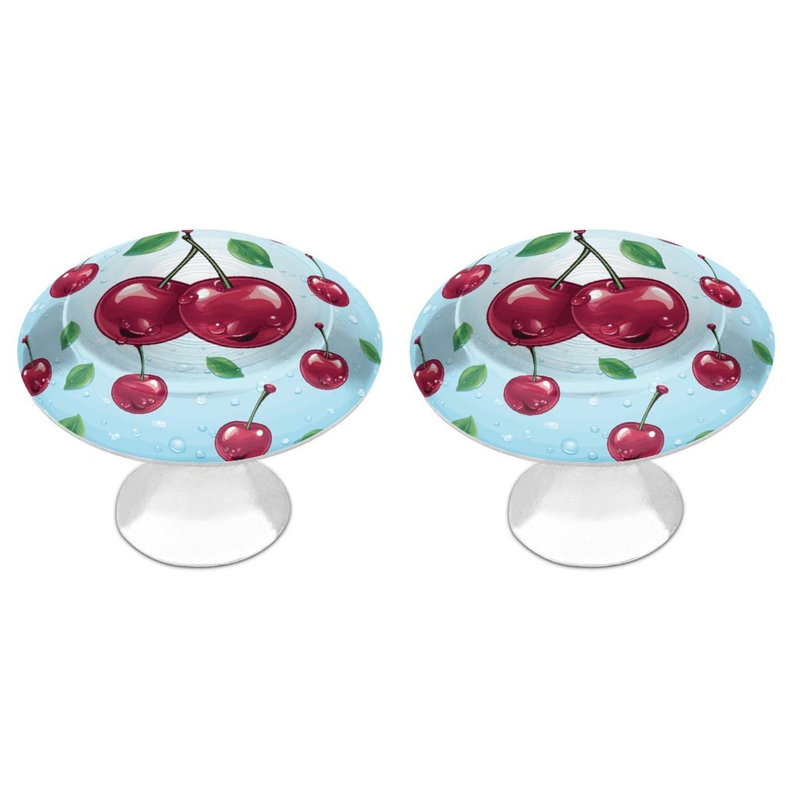 MUSM Cherry Cabinet Knobs Aluminum Alloy Drawer Handles Kitchen Drawer Pulls Round Door Knob with Screw Simple Cabinet Hardware for Dresser Furniture Bathroom 2Pack