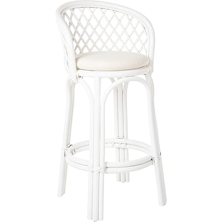 Amazon Com Kouboo Rattan Criss Cross White Kitchen Bar Stool Height Furniture Decor