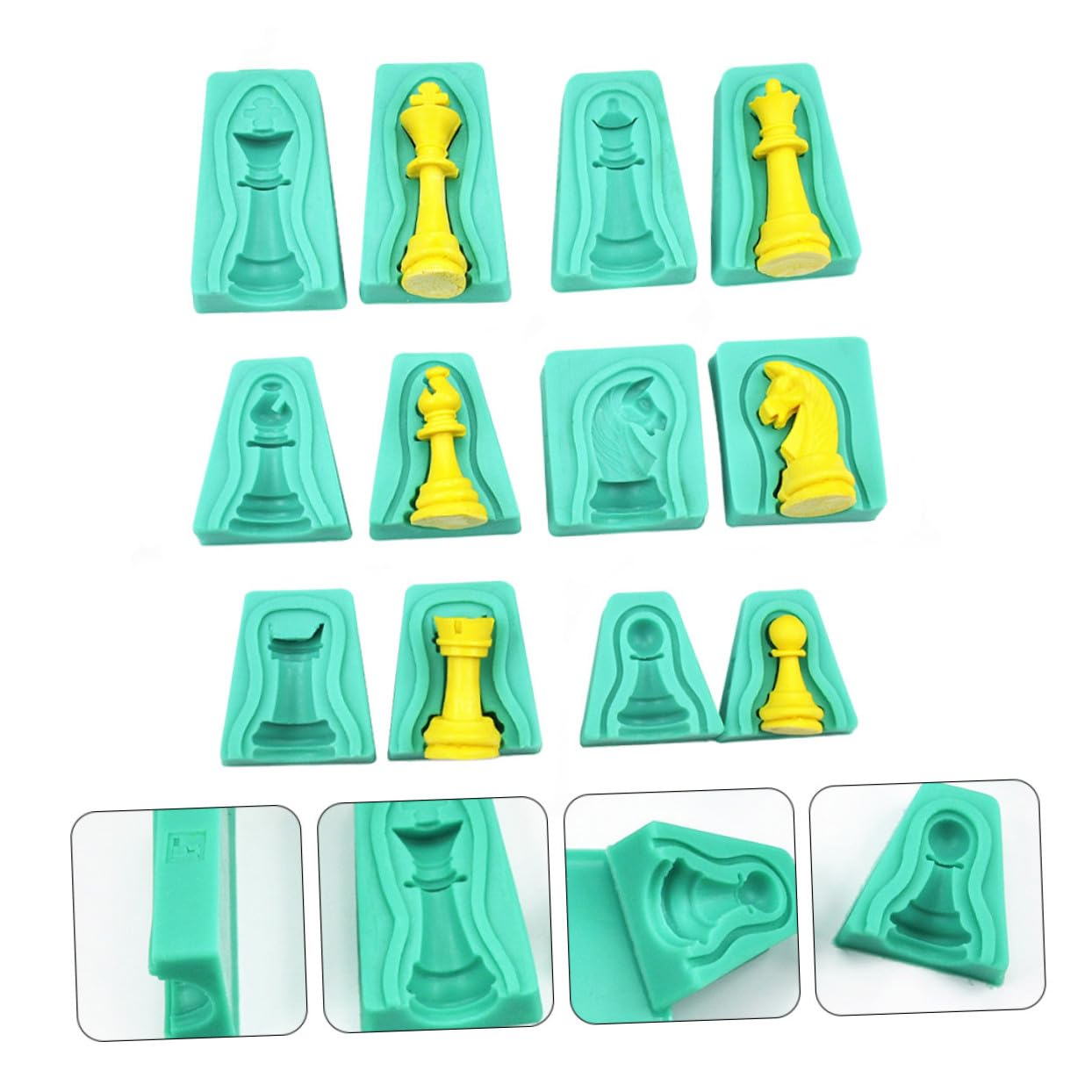 Molde de Silicona Flexible y Ecológico para Pastel Diseño de Ajedrez, Pack de 12 Piezas Creativas para Repostería y Decoración de Chocolate