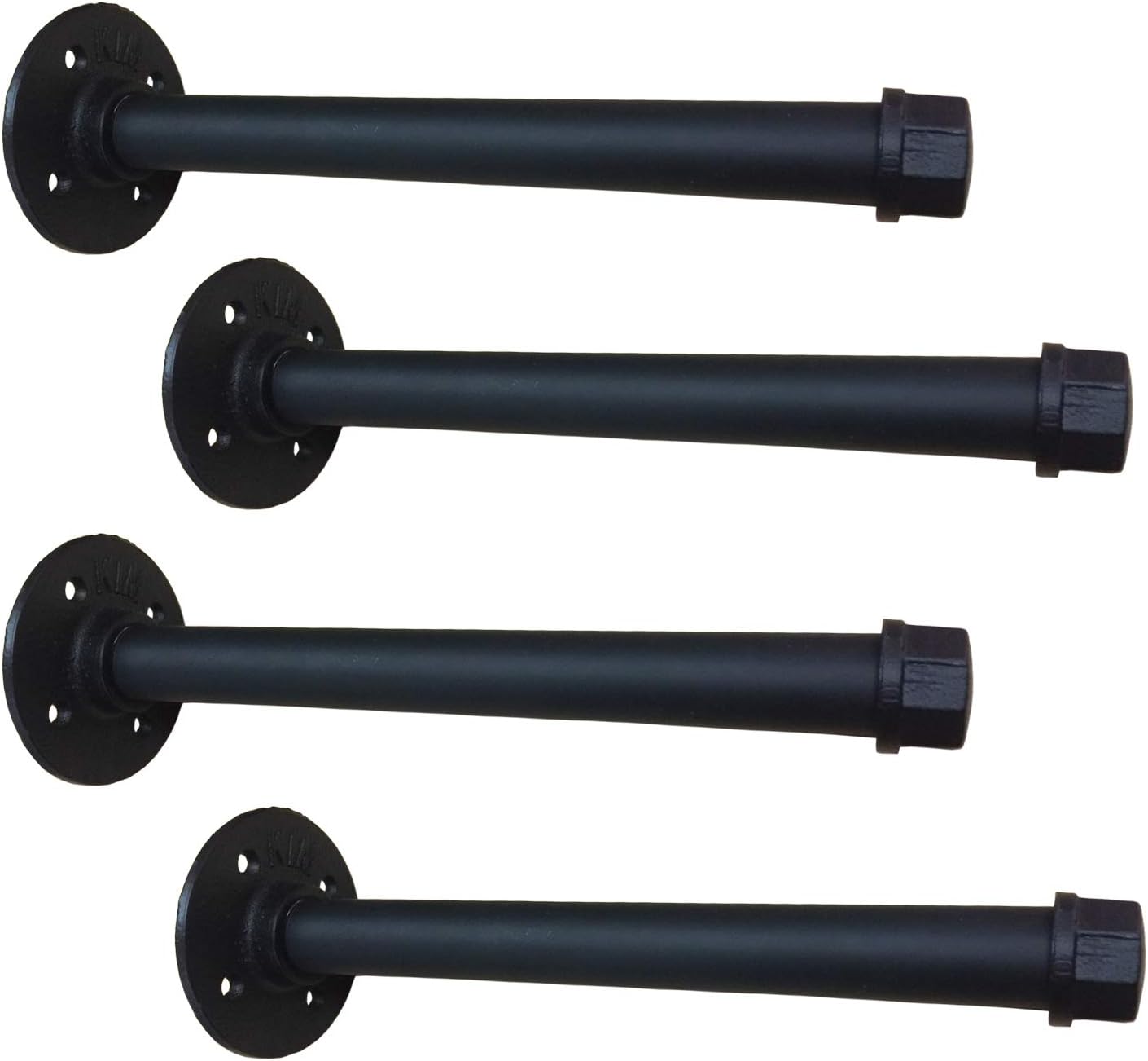 Yuanshikj 4Pc ( 8" deep 3/4" Pipe ) Industrial Wall Mount Iron Pipe Shelf Shelves Shelving Bracket Vintage Retro Black DIY Open Bookshelf DIY Storage Home Improvement Kitchen (4Pc 8 " Deep)