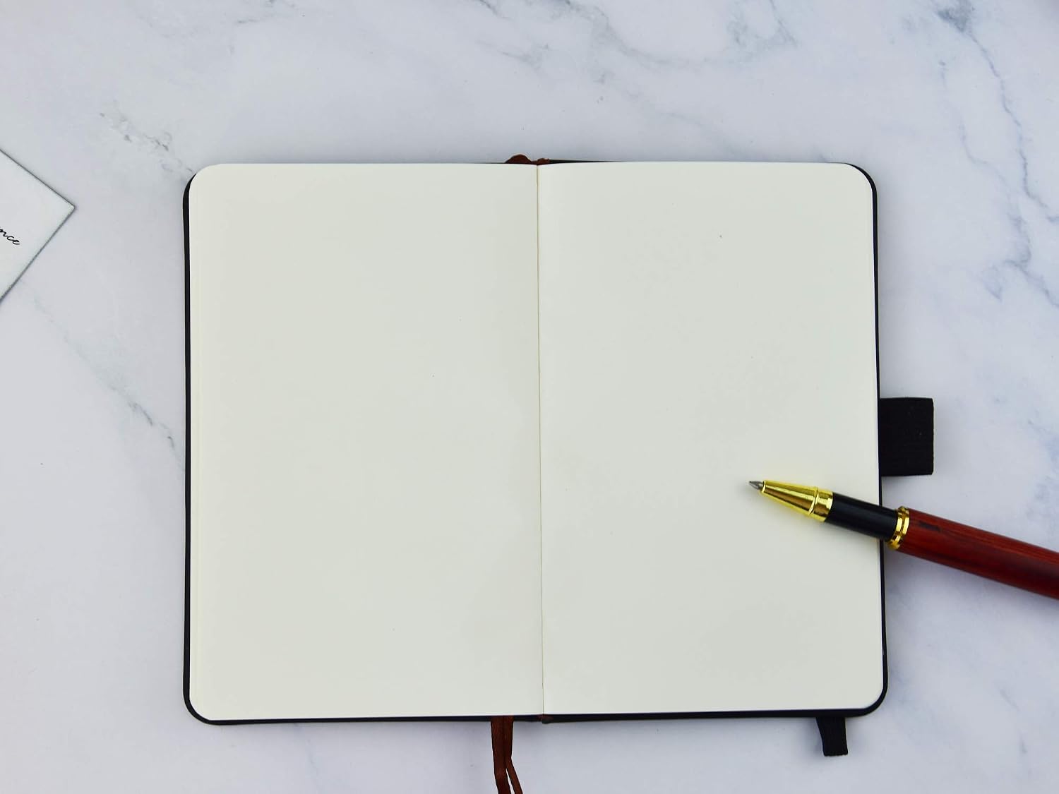 2-Pack Pocket Notebook Pocket Size 3.5" x 5.5" Hardcover Bound Journal Blank Paper Mini Notepad with Pen Holder Inner Pocket Black Leather Bound for Journal Sketchbook Composition Notebook