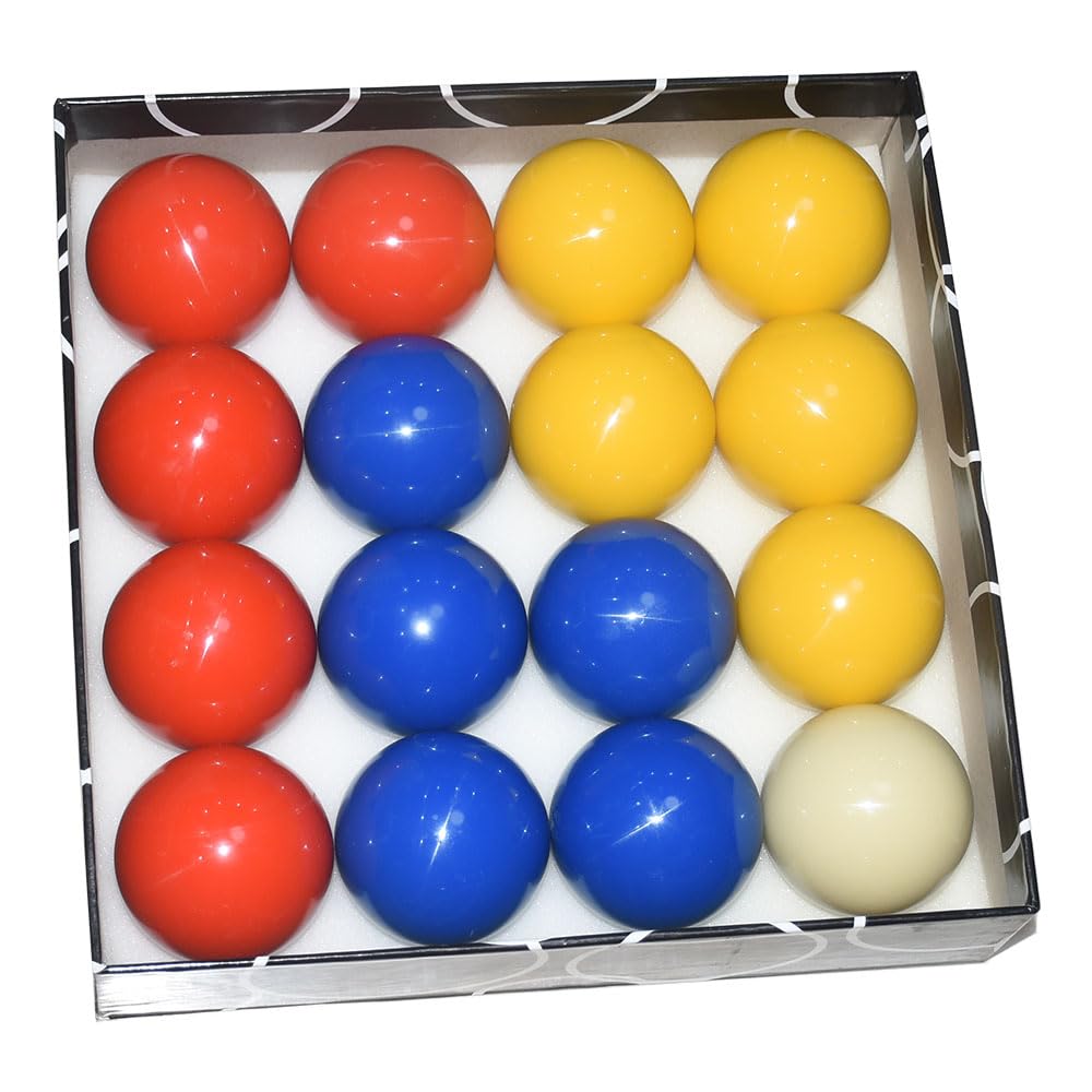 TGA SPORTS Billiard Balls Red, Yellow &Blue Standard Pool Ball Set - 2-1/4 Inch