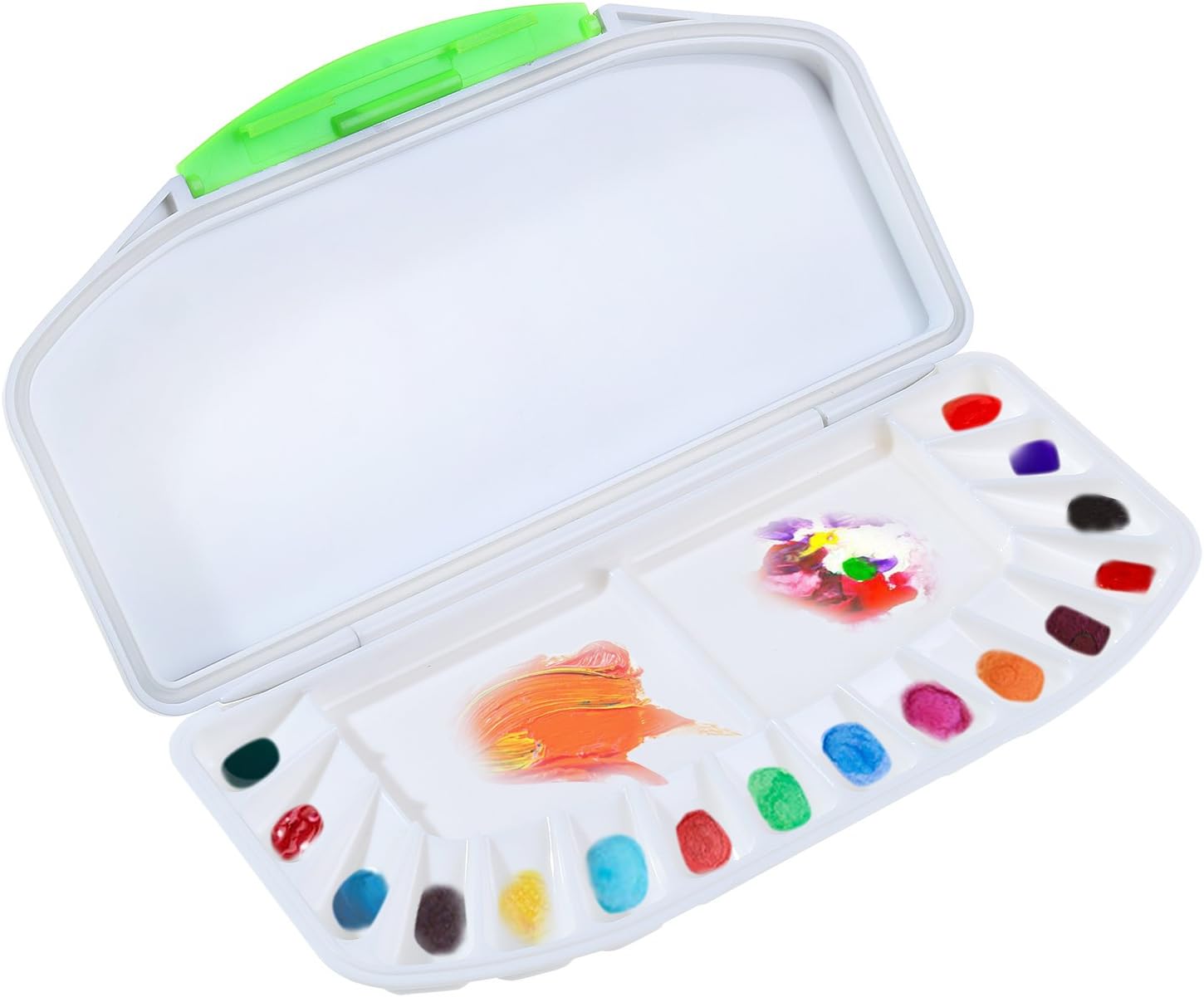 Airtight Watercolor Palette Travel Paint Tray Palet Watercolor Storage Pan Case 16 Wells Folding Palette for Artist Art Students Kids (8.27 x 3.15 x 0.9 Inch)