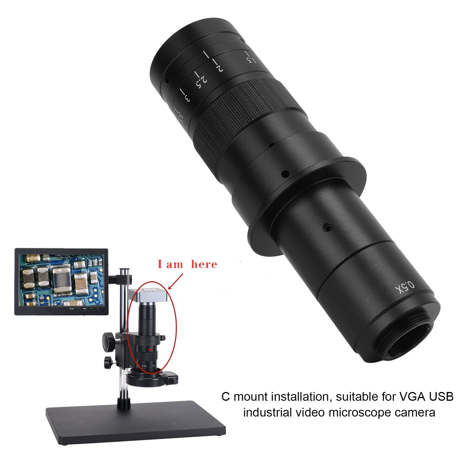 180x Zoom Microscope Aparat Obiektyw a Stopowy Obiektyw z Regulowanym Powiększeniem dla VGA USB Industrial Video Mikroskop