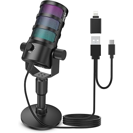 PROAR Microphone for Podcast Streaming, USB Gaming Microphone for PC/Computer