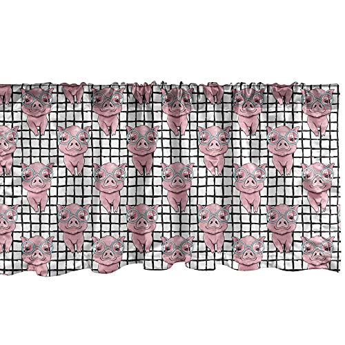 Ambesonne Piglet Watercolor Checkered Window Valance #TOP21