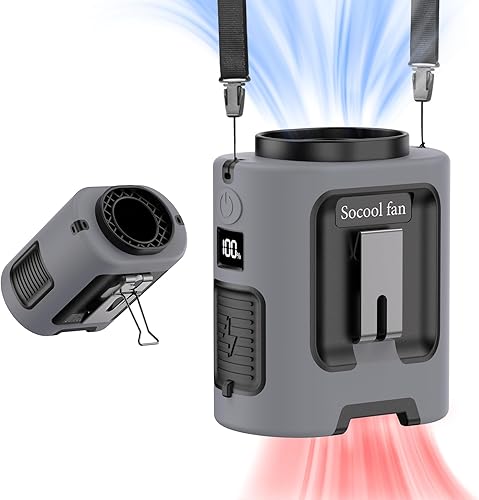 Socool - Ventilador de cintura portátil con clip en el cinturón portátil, mini ventiladores personales recargables, 4 velocidades 13000 RPM,