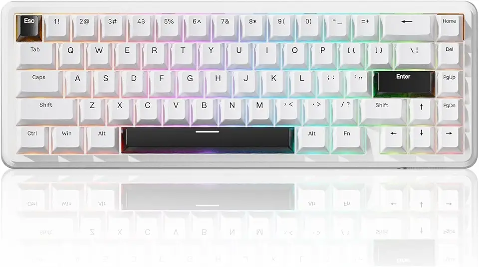 ATTACK SHARK X65 HE com fio,interruptor magnético de gatilho rápido,65%,teclado mecânico para jogos, efeito Hall RGB Hot Swap,atuação ajustável,taxa de pesquisa de 8 KHZ,teclas PBT,Win/Mac(Branco)