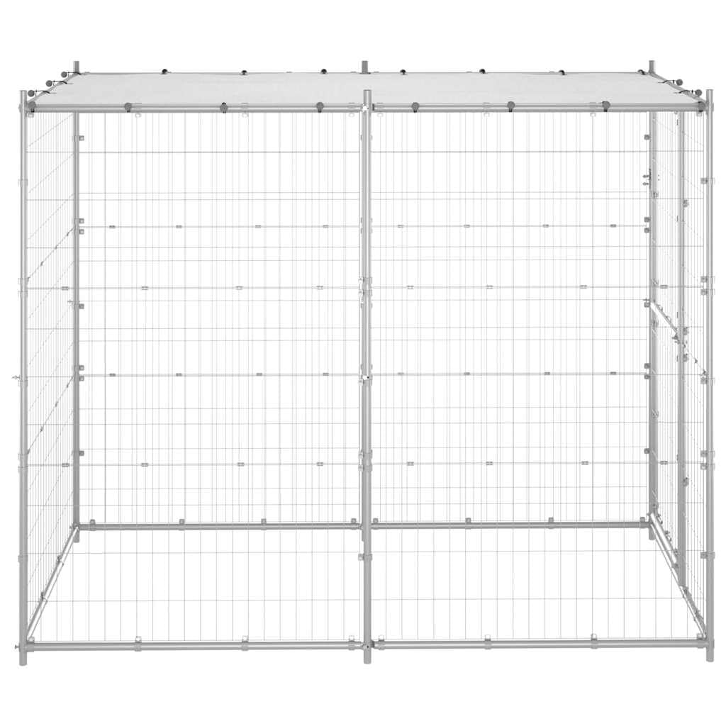 Gabbia per Cani Esterno Acciaio Zincato con Tetto 110x220x180 cm