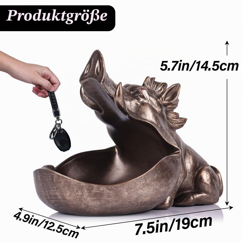 Kunstharz-Wildschwein-Dekoration, Süßigkeitenschale, Keksdose, Schlüsselschale, Geschenk, kupferfarbene Figur, Statue für moderne Heim- und Bürotisch