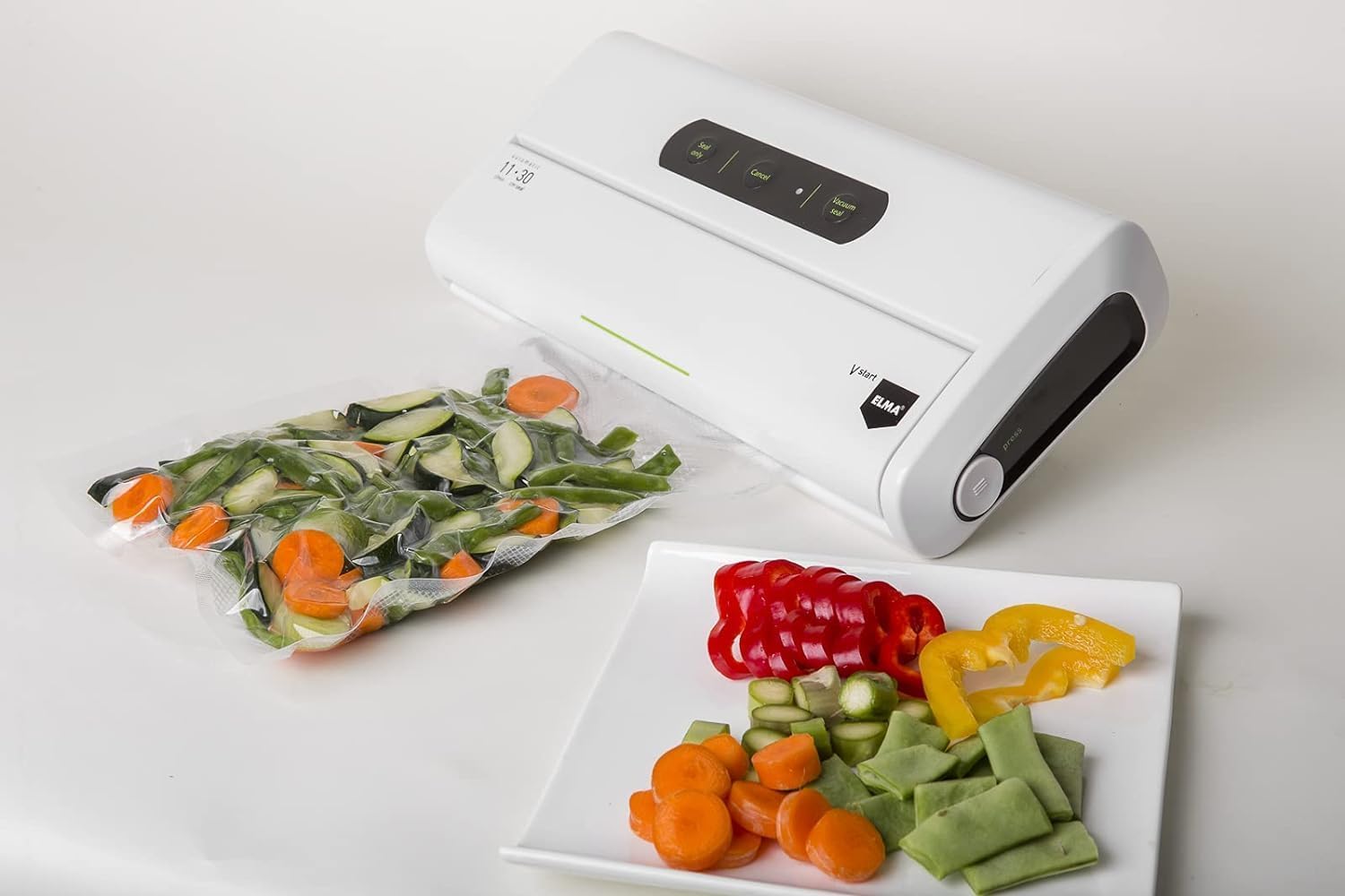 Elma Maquina Envasar Al Vacio V-start para Envasar Alimentos al Vacío de Uso Doméstico | Barra de sellado 30cm | 34x15x7cm, 175W