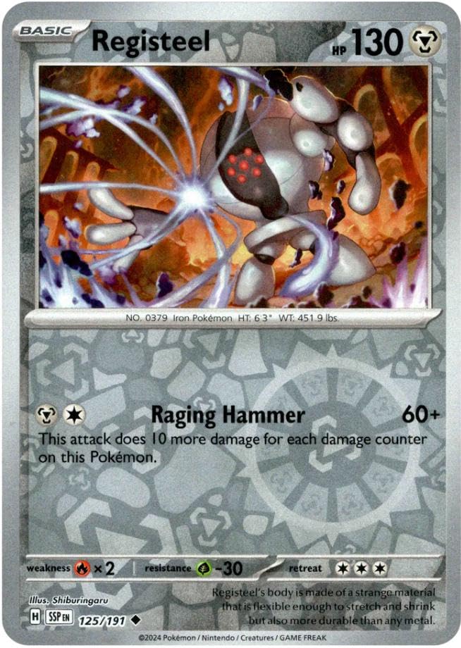 Pokemon - Registeel 125 191 Surging Sparks Reverse Foil Single Card